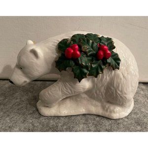 Polar Bear with Holly and Berries Possibly Lefton, Lennox . #1105